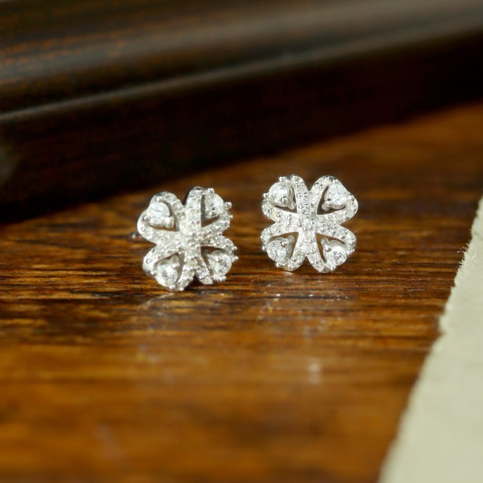 14k Gold 0.40 Ct Natural H Diamond Earrings - 4