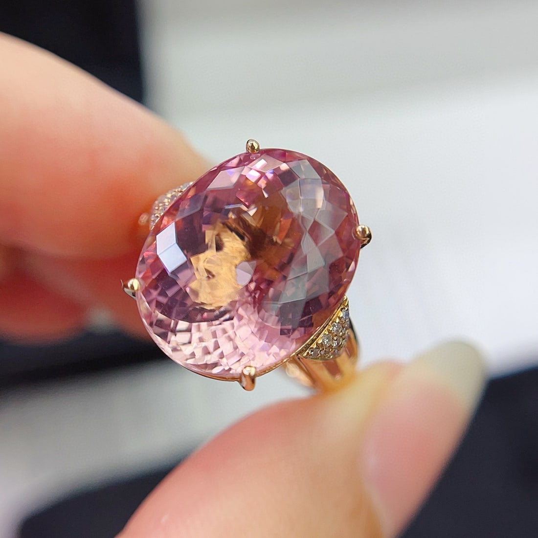 14k Gold 12.35 Ct Natural Tourmaline & Diamond Ring - 2