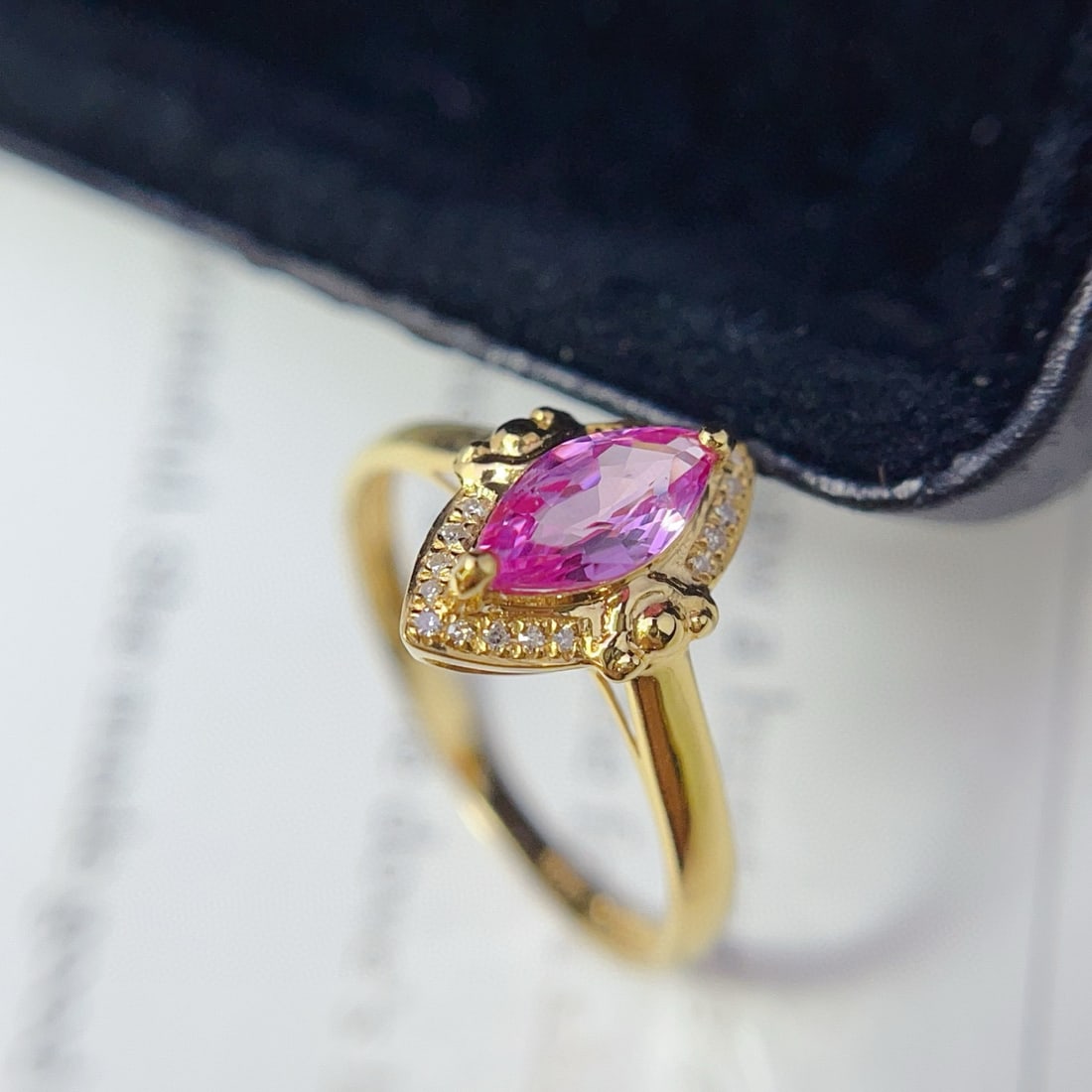 14k Gold 0.60 Ct Natural Sapphire & Diamond Ring - 3