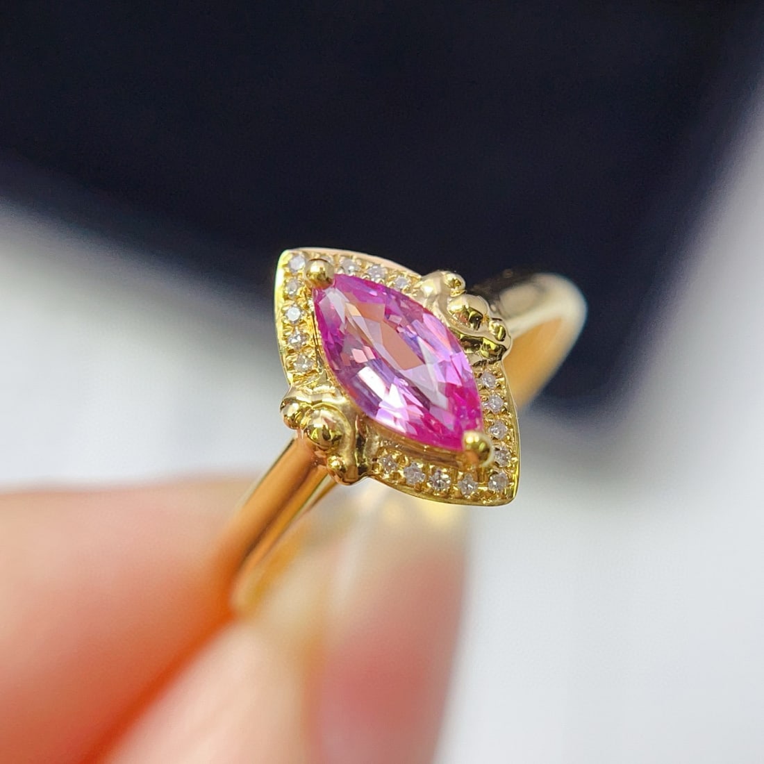 14k Gold 0.60 Ct Natural Sapphire & Diamond Ring - 4