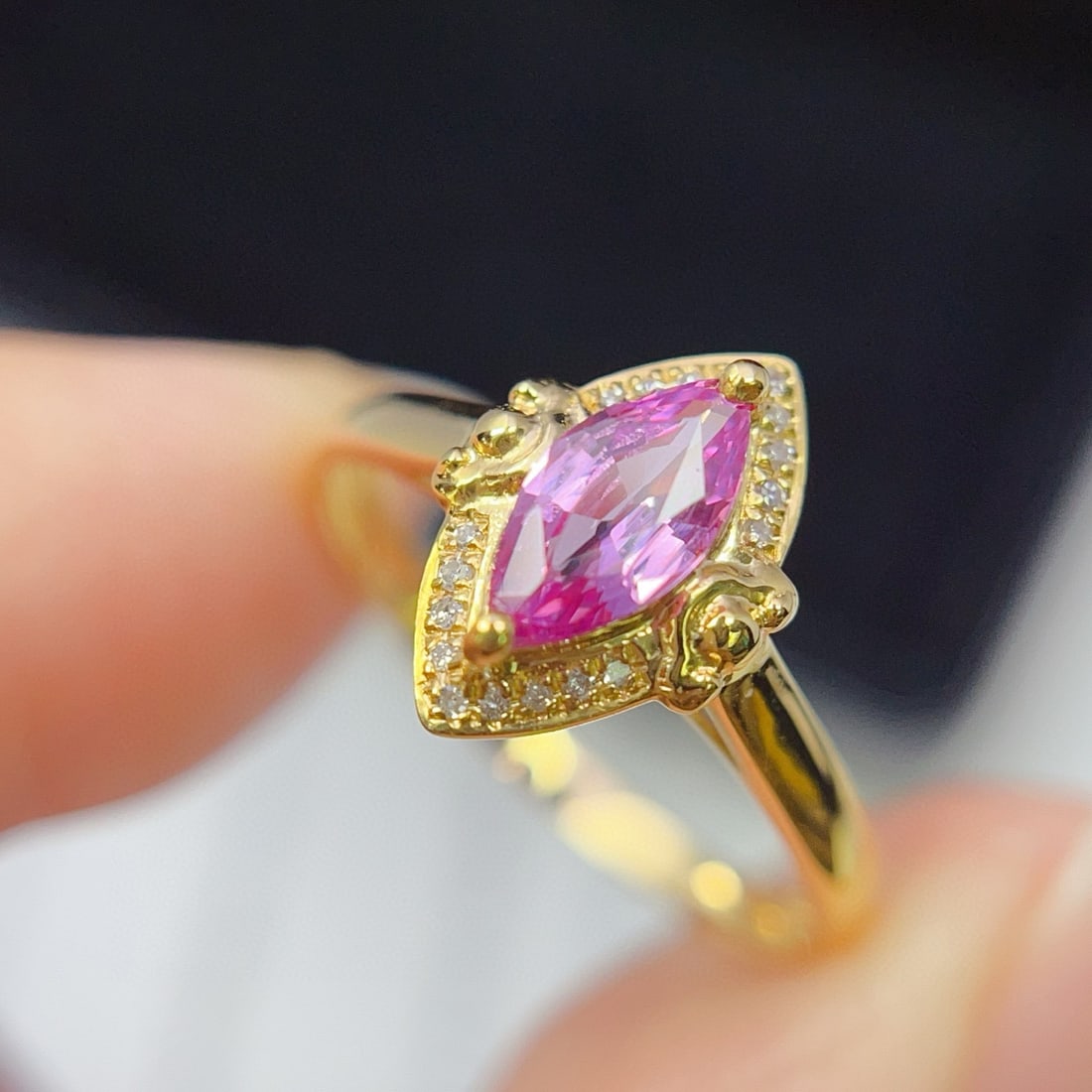 14k Gold 0.60 Ct Natural Sapphire & Diamond Ring - 5