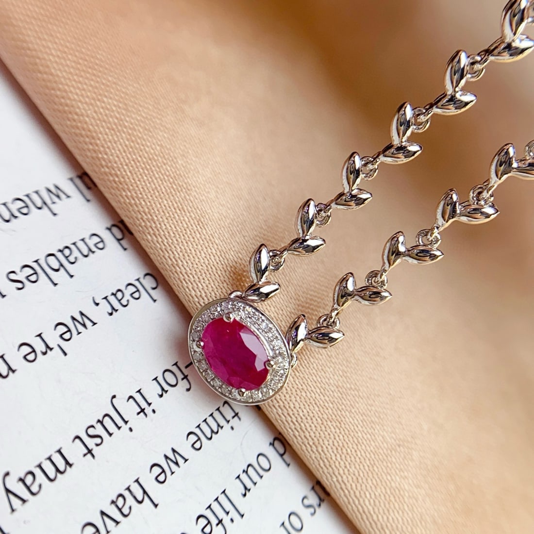 14k Gold 0.65 Ct Natural Ruby & Diamond Necklace - 3