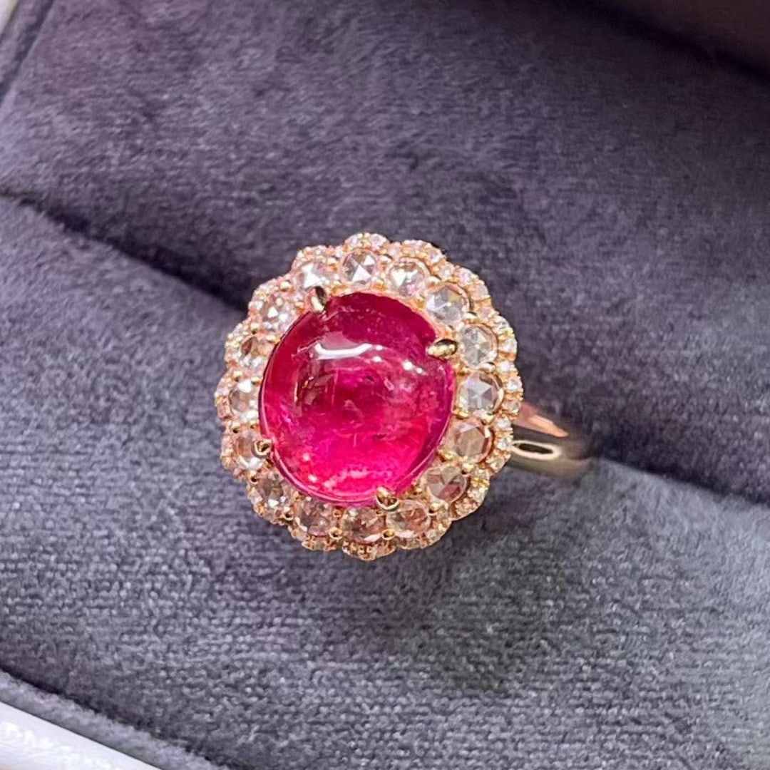 14k Gold 3.57 Ctw Natural Tourmaline & Diamond Ring/pendant( Without Chain ) - 2