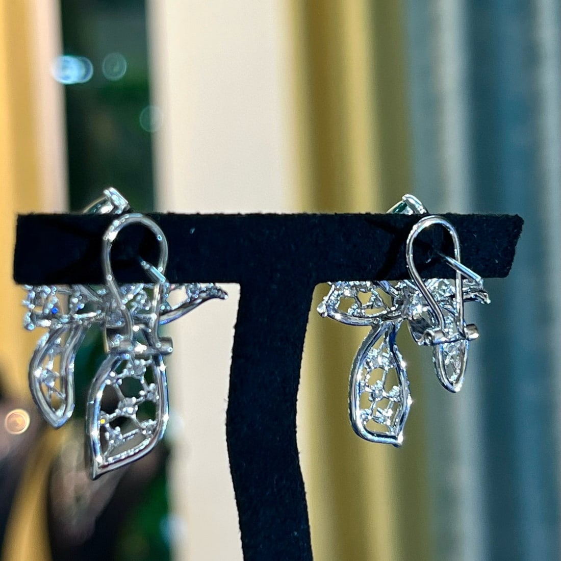 14k Gold 6.69 Ctw Vivid Green Natural Emerald & Diamond Earrings - 4