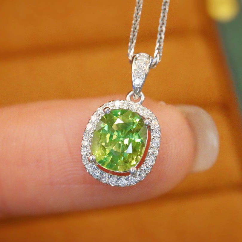 14k Gold 1.49 Ctw Natural Sapphire & Diamond Pendant( Without Chain ) - 2