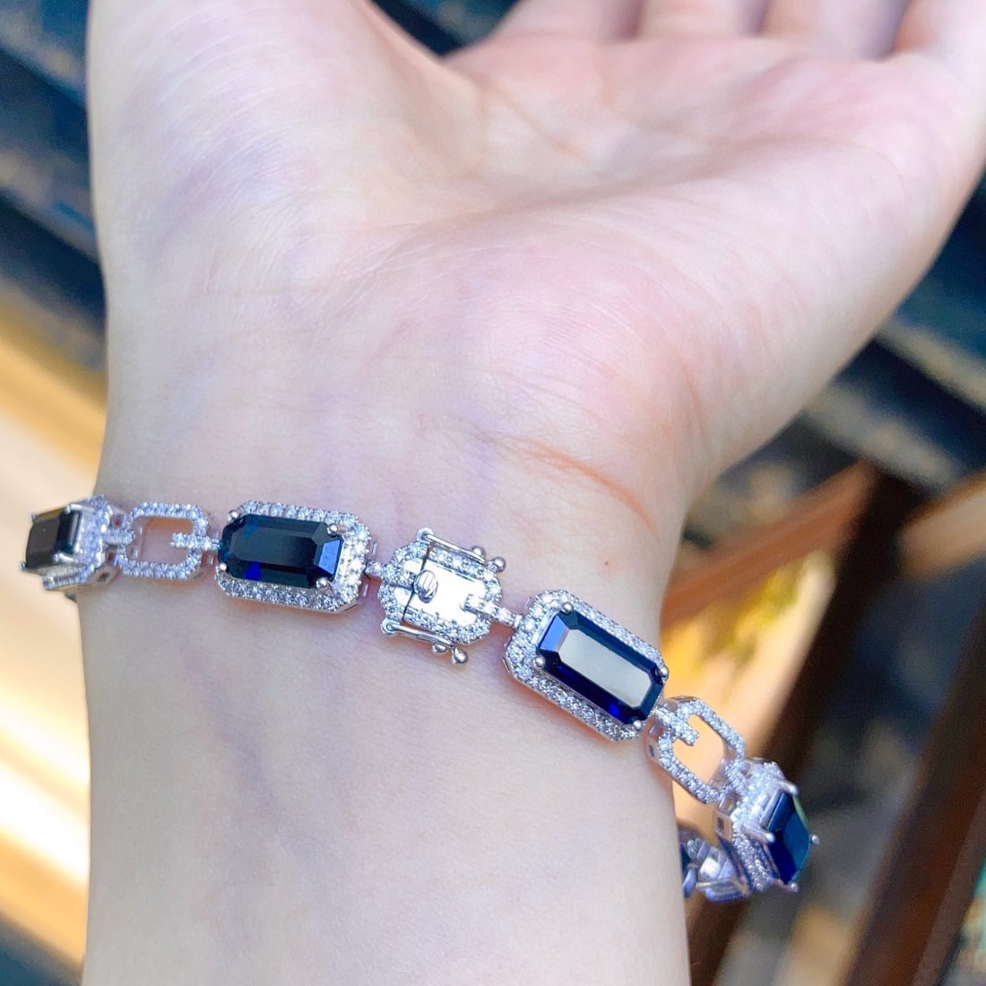 14k Gold 14.88 Ctw Natural Sapphire & Diamond Bracelet - 5