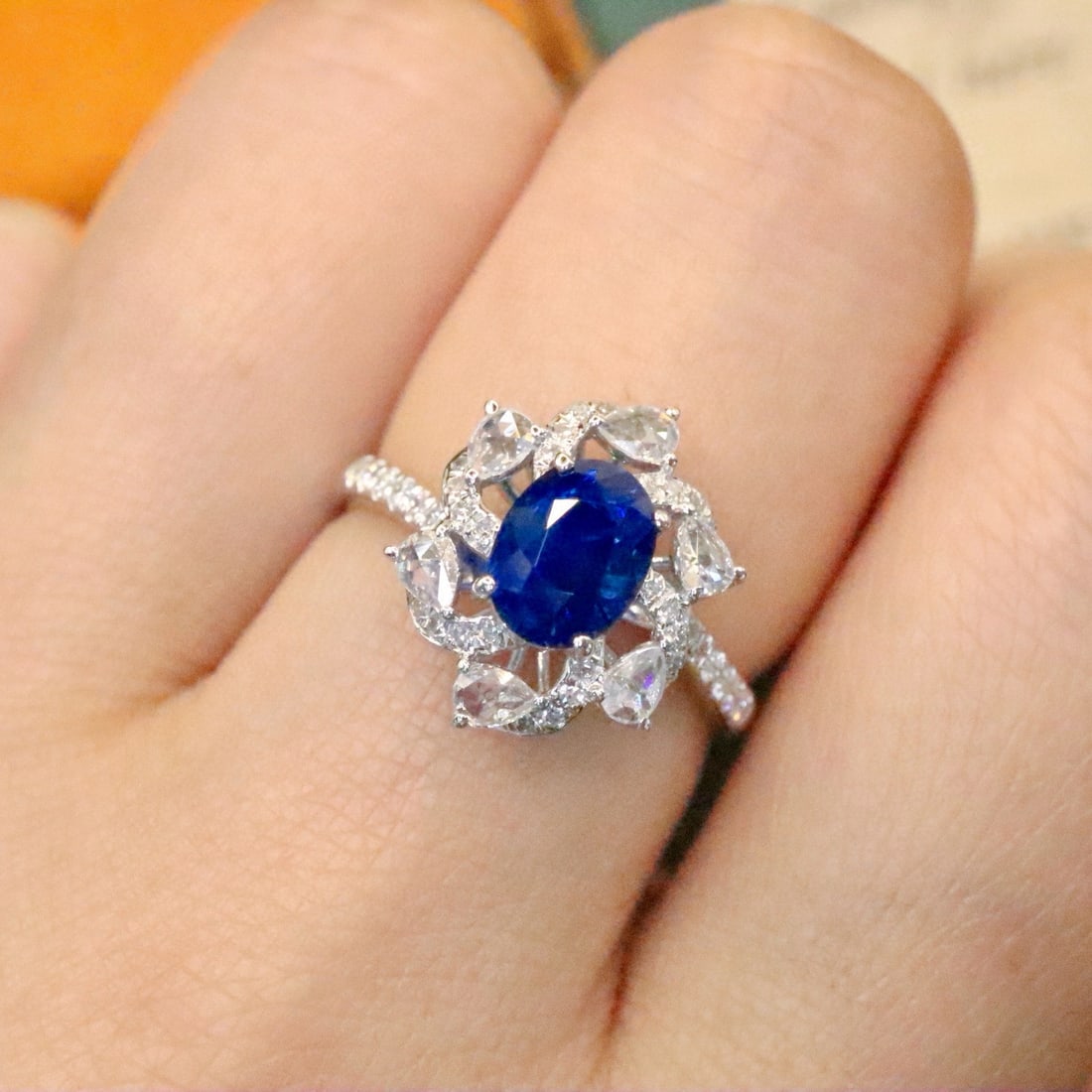 14k Gold 1.90 Ctw Natural Sapphire & Diamond Ring - 5