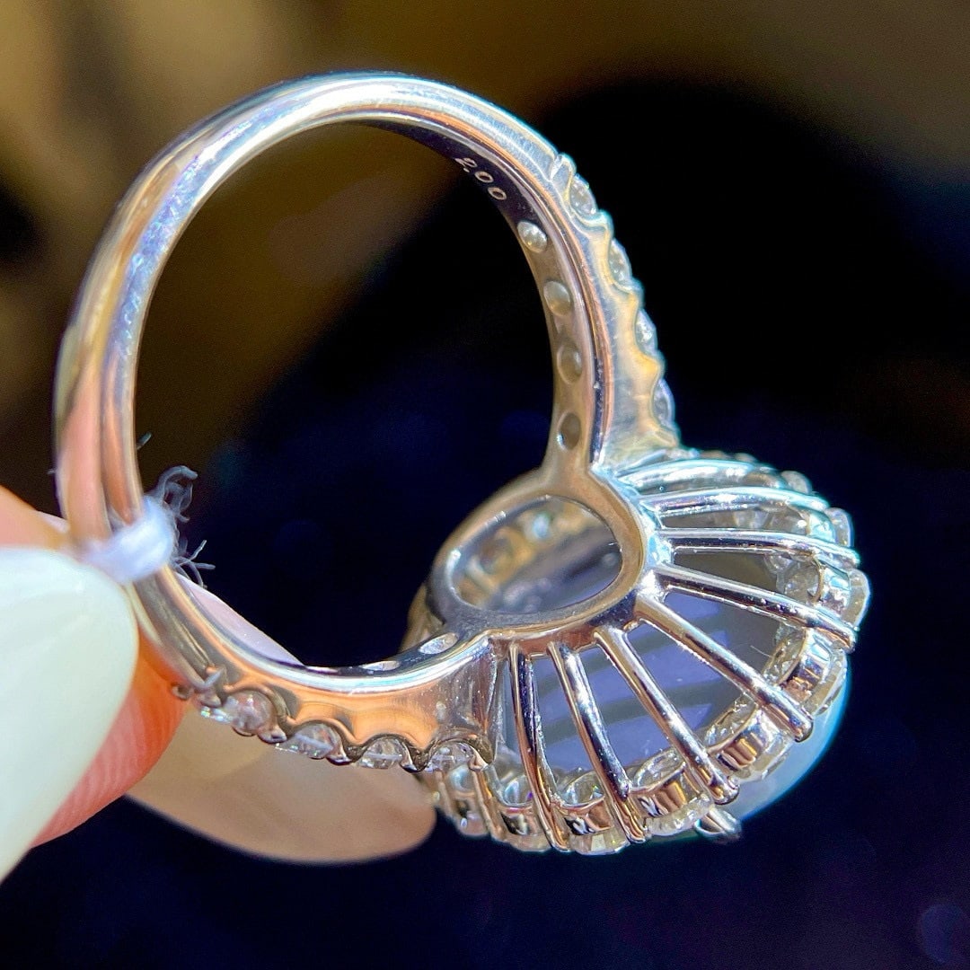 14k Gold 6.40 Ctw Natural Opal & Diamond Ring - 8