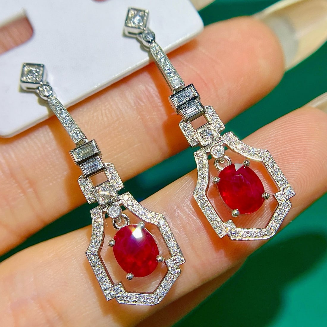 14k Gold 2.63 Ctw Natural Ruby & Diamond Earrings - 2