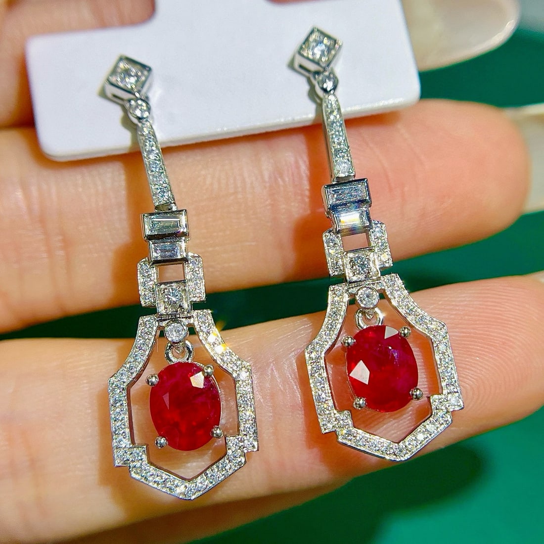 14k Gold 2.63 Ctw Natural Ruby & Diamond Earrings - 3