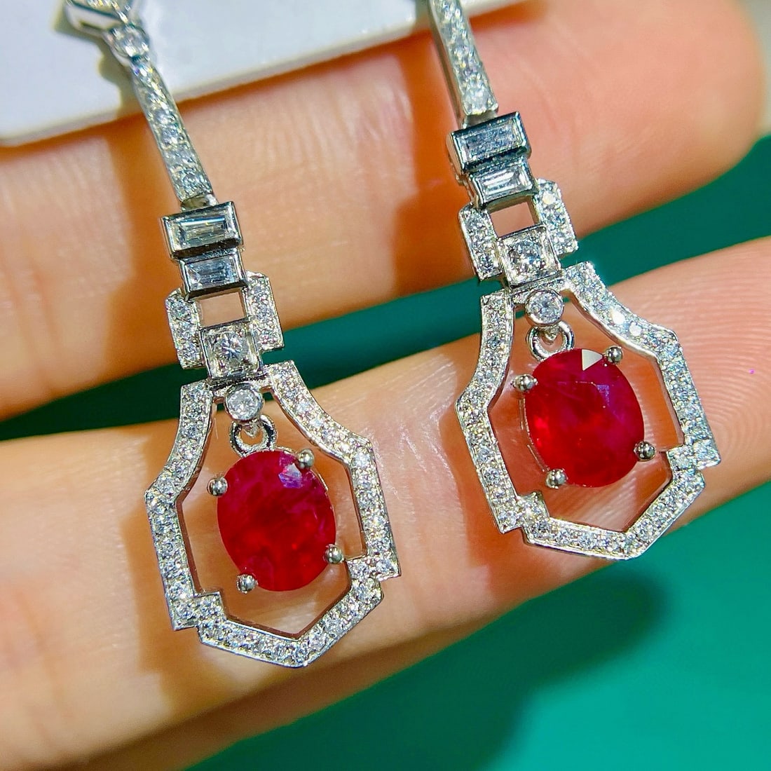 14k Gold 2.63 Ctw Natural Ruby & Diamond Earrings - 4