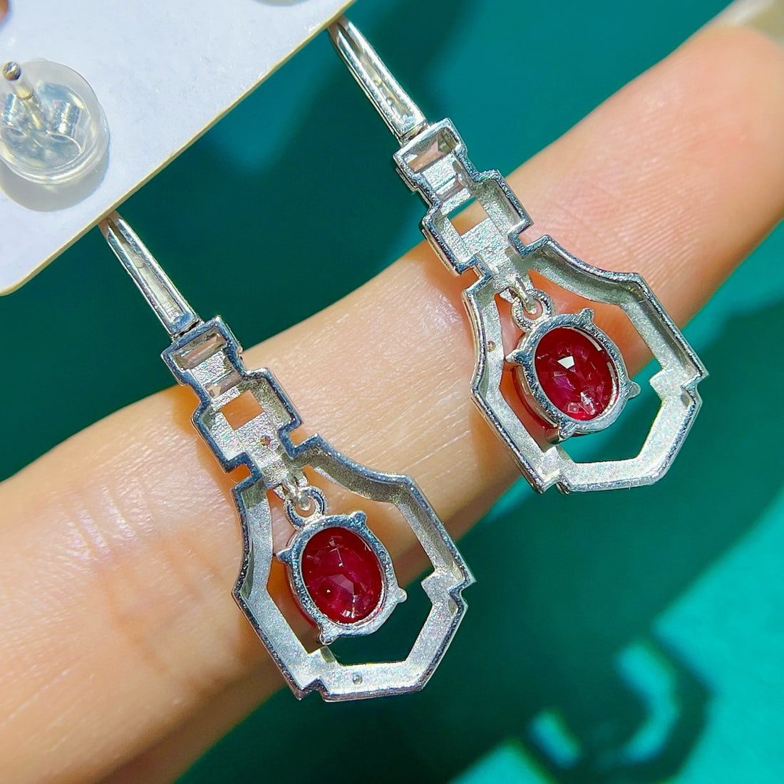 14k Gold 2.63 Ctw Natural Ruby & Diamond Earrings - 5