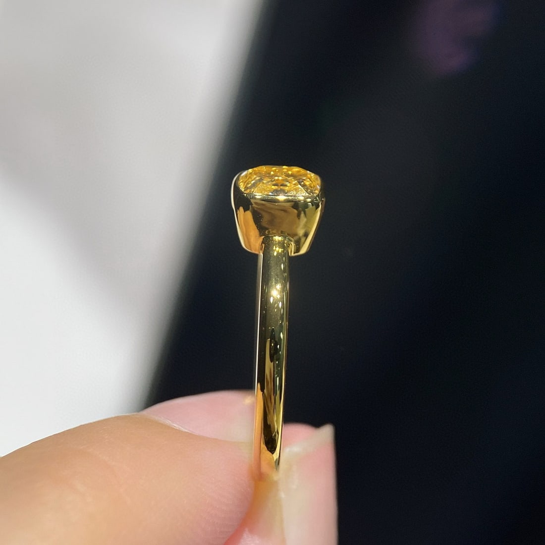 Gia Certified 14k Gold 1.02 Ct Natural Yellow Diamond Ring - 6