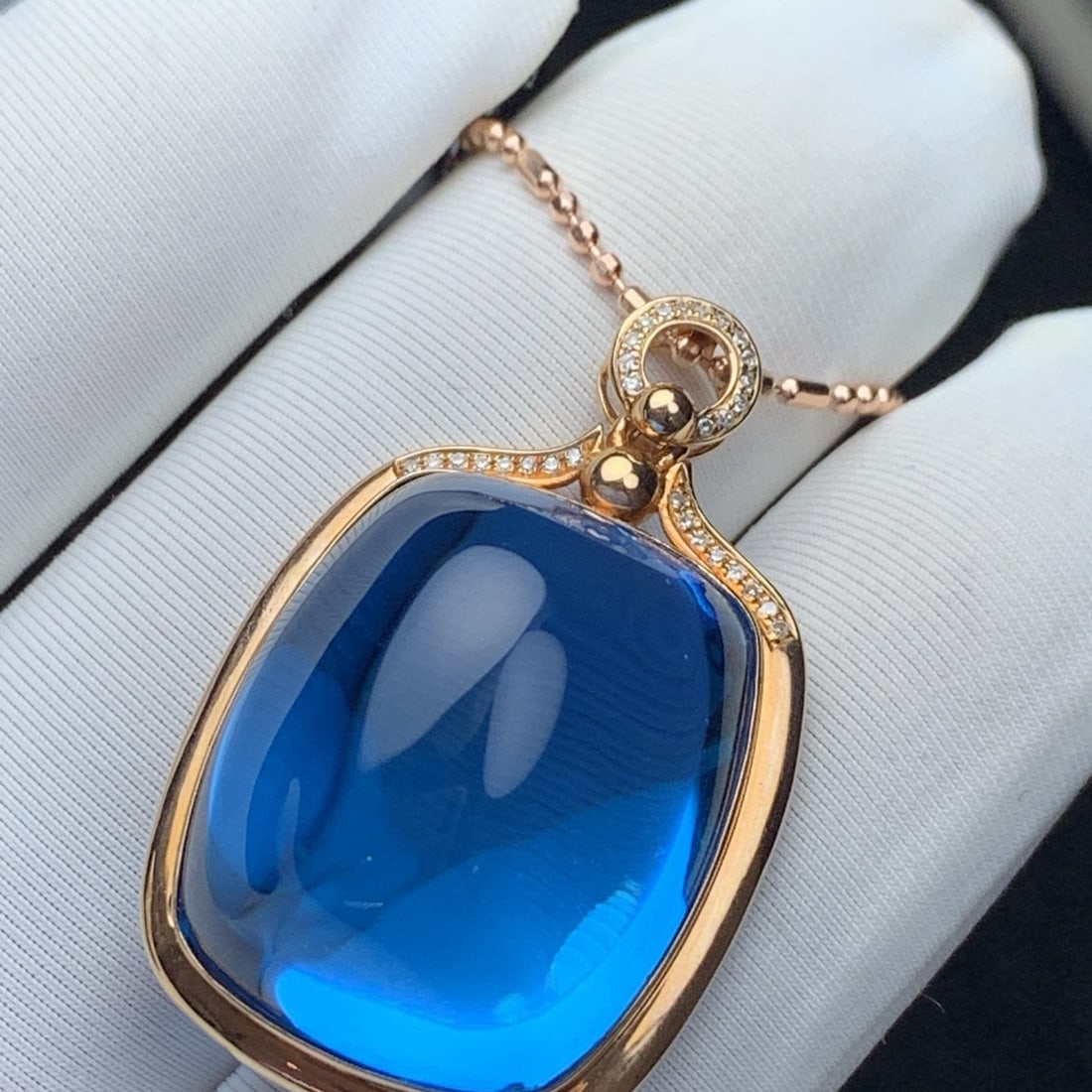 14k Gold 50 Ct Natural Topaz & Diamond Pendant( Without Chain ) - 5