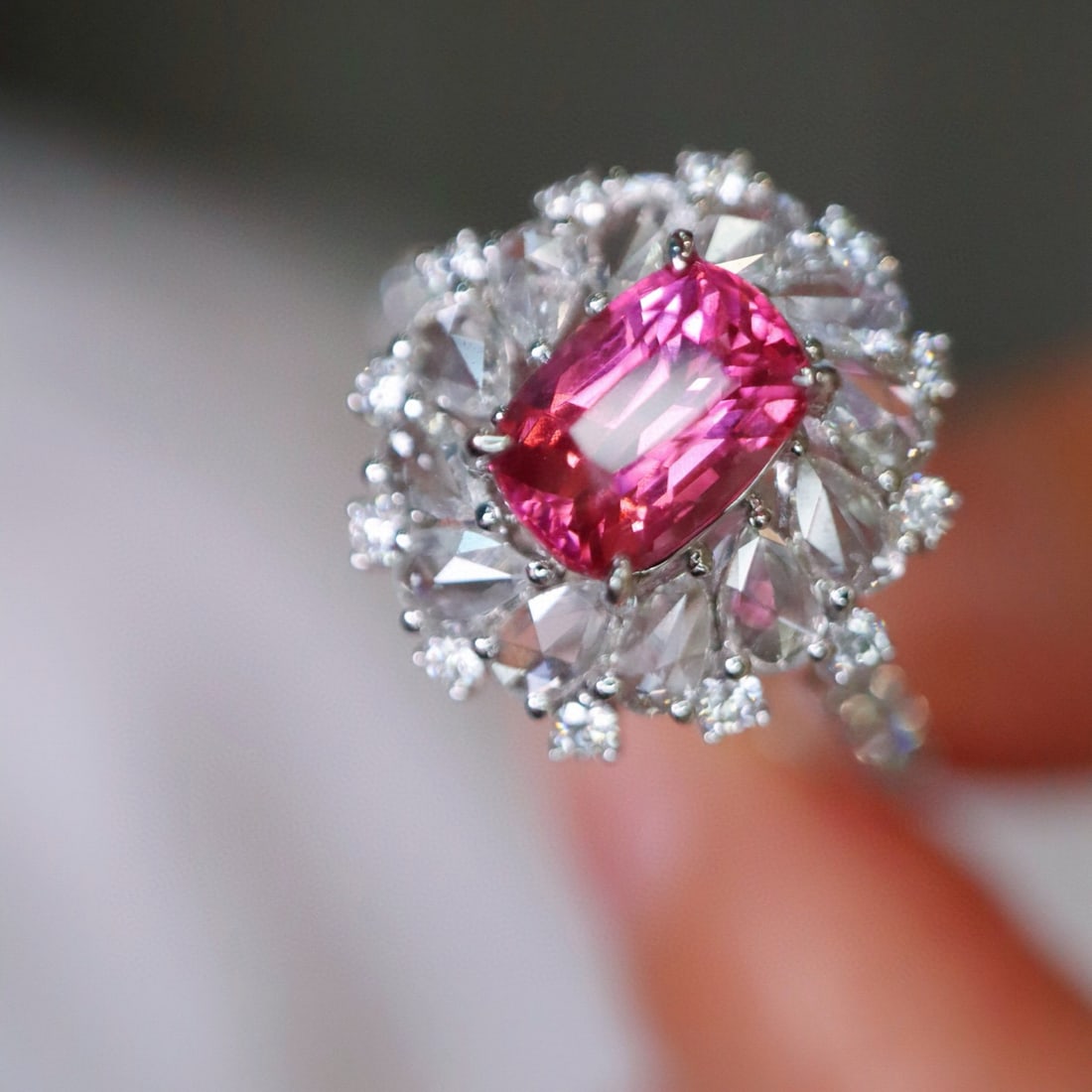 14k Gold 1.93 Ctw Natural Spinel & Diamond Ring - 4