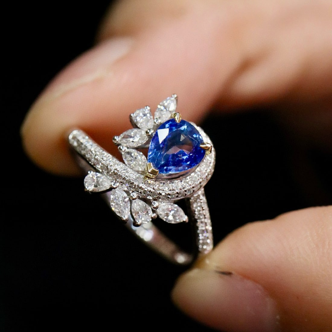 14k Gold 1.29 Ctw Natural Sapphire & Diamond Ring - 2