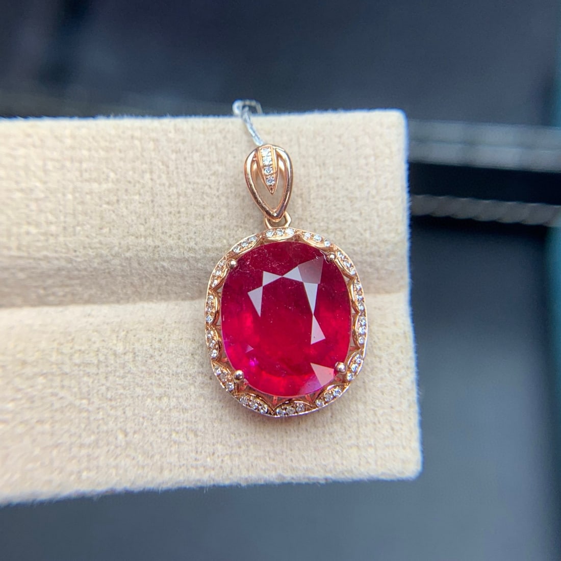 14k Gold 6.1 Ct Natural Tourmaline & Diamond Pendant( Without Chain ) - 5