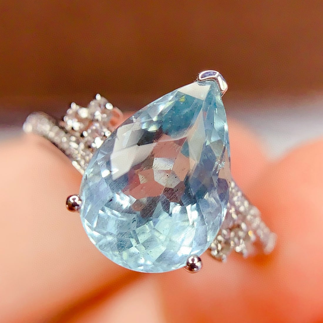 14k Gold 3.58 Ct Natural Aquamarine & Diamond Ring - 2