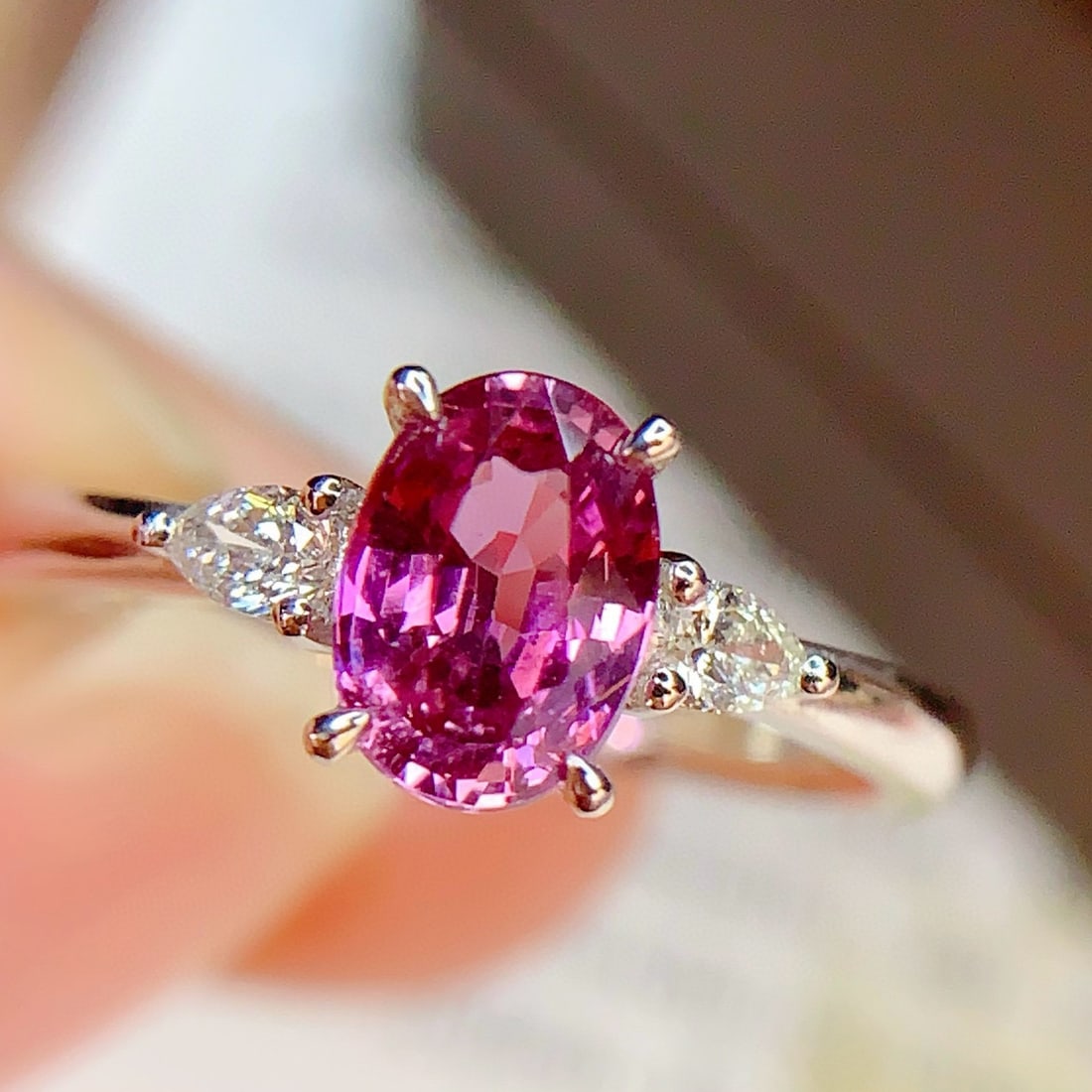 14k Gold 1 Ct Natural Sapphire & Diamond Ring - 4