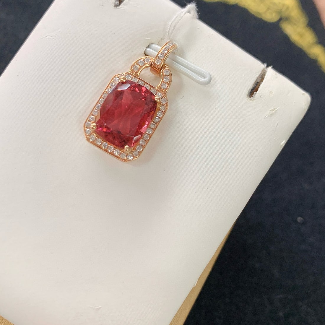 14k Gold 4.50 Ctw Natural Tourmaline & Diamond Pendant( Without Chain ) - 2