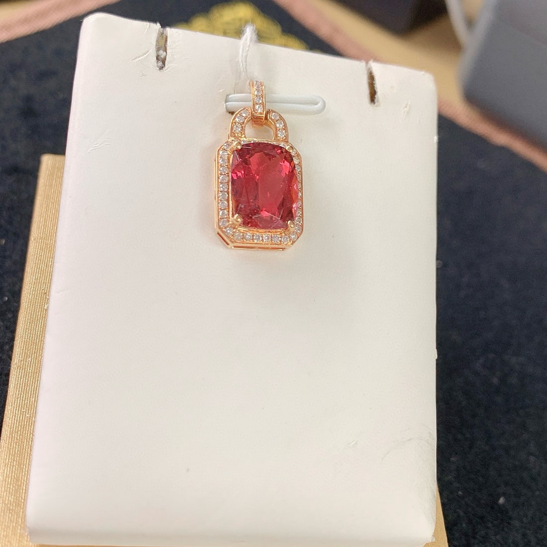 14k Gold 4.50 Ctw Natural Tourmaline & Diamond Pendant( Without Chain ) - 3