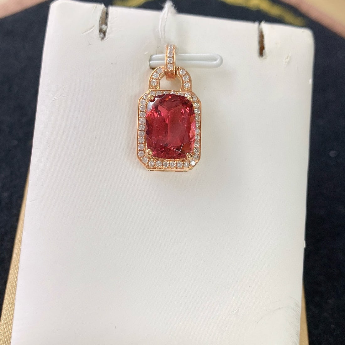 14k Gold 4.50 Ctw Natural Tourmaline & Diamond Pendant( Without Chain ) - 4