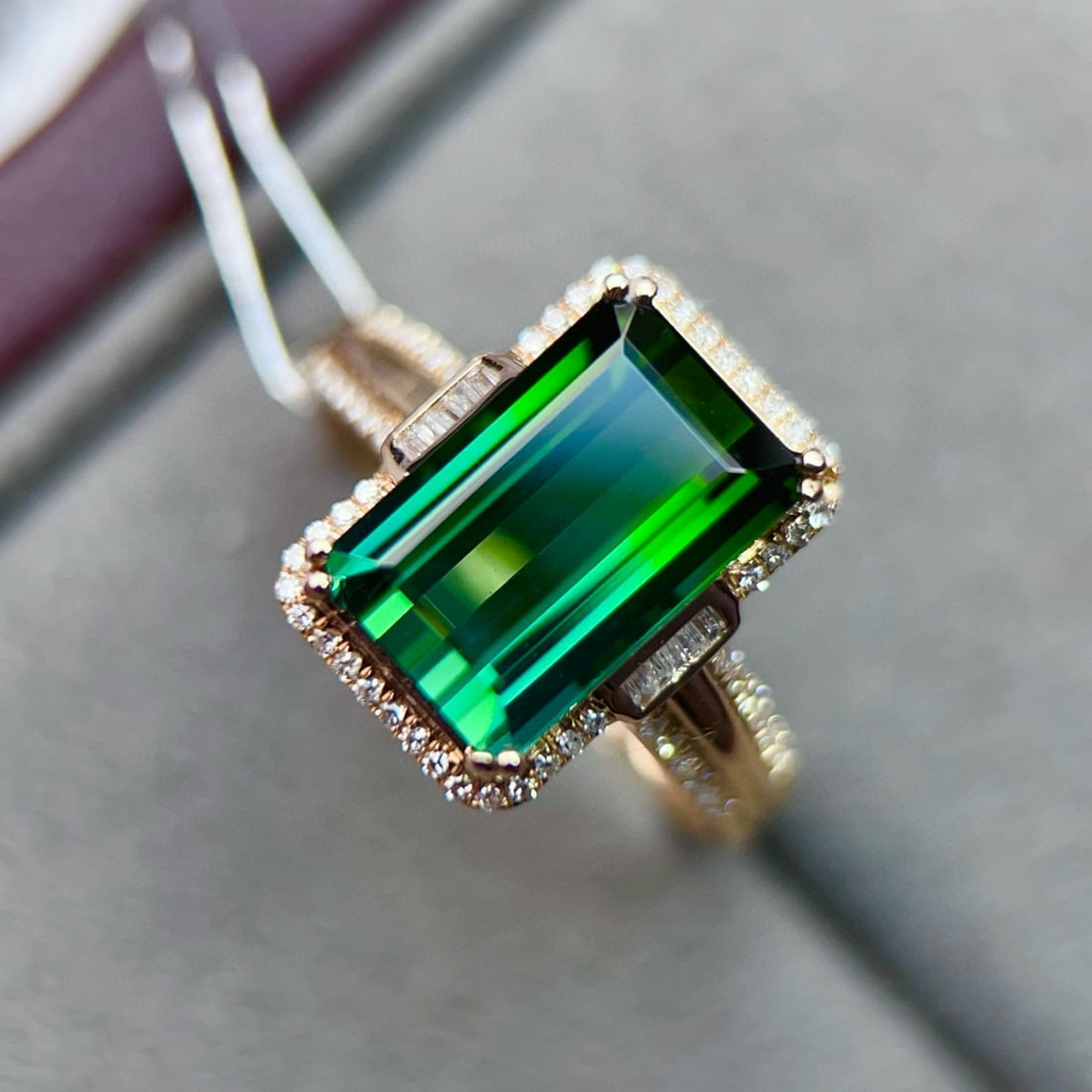 14k Gold 4.24 Ctw Natural Tourmaline & Diamond Ring - 3