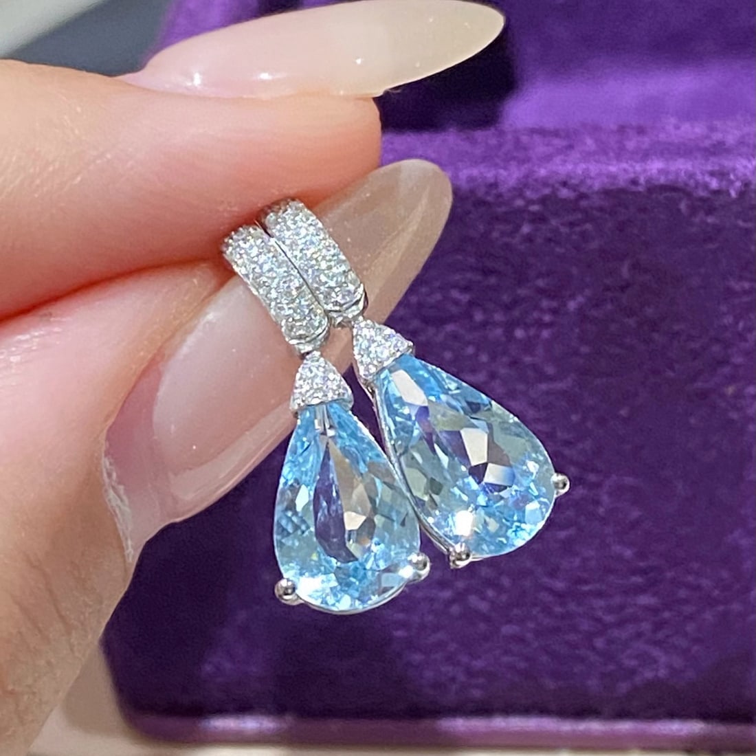 14k Gold 2.67 Ctw Natural Aquamarine & Diamond Earrings - 2