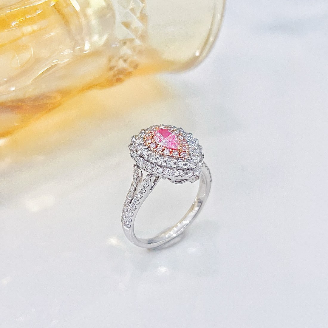 Gia Certified 14k Gold 1.19 Ctw Natural Pink Diamond & Diamond Ring/pendant( Without Chain ) - 3