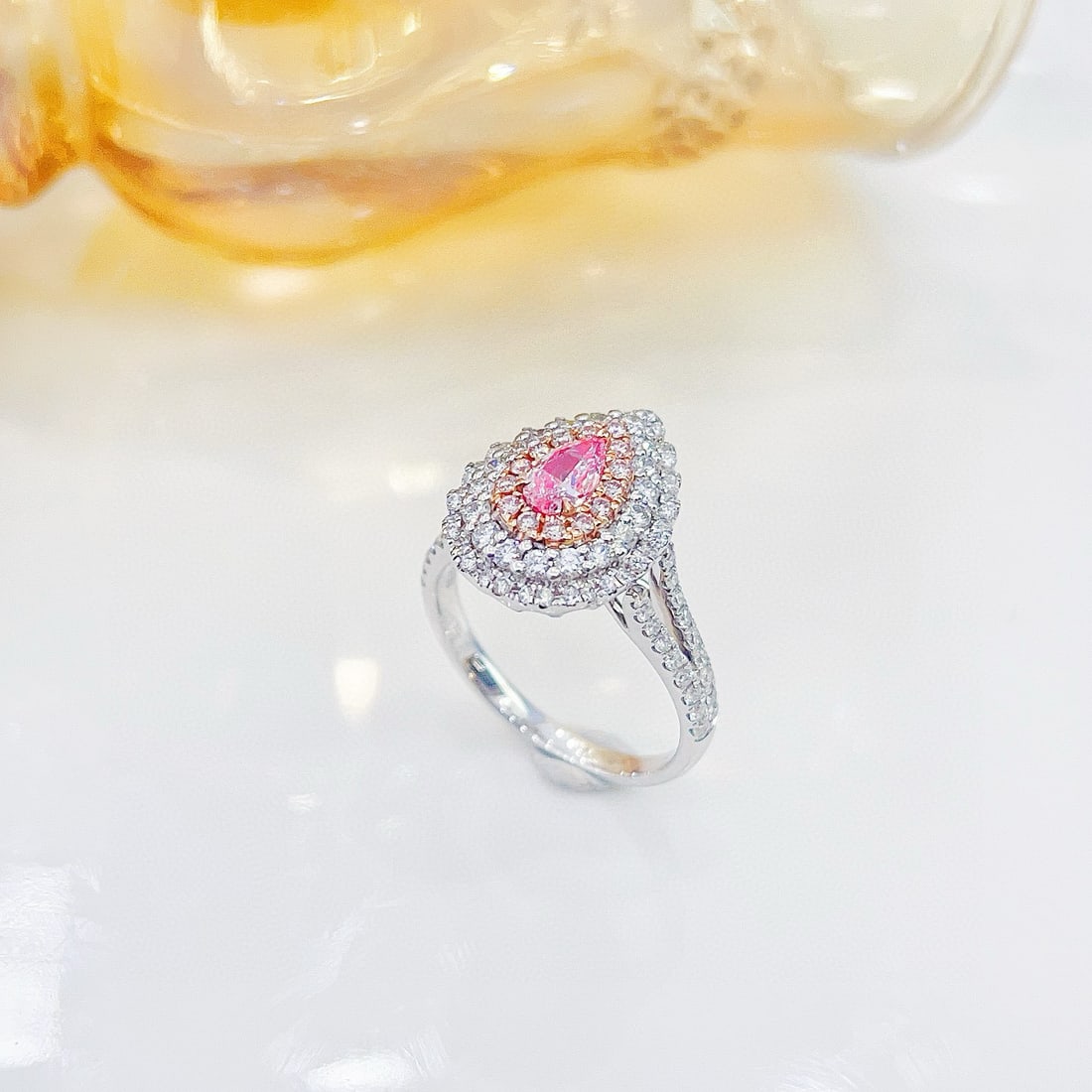 Gia Certified 14k Gold 1.19 Ctw Natural Pink Diamond & Diamond Ring/pendant( Without Chain ) - 4