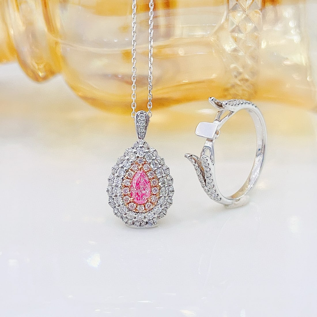 Gia Certified 14k Gold 1.19 Ctw Natural Pink Diamond & Diamond Ring/pendant( Without Chain ) - 5