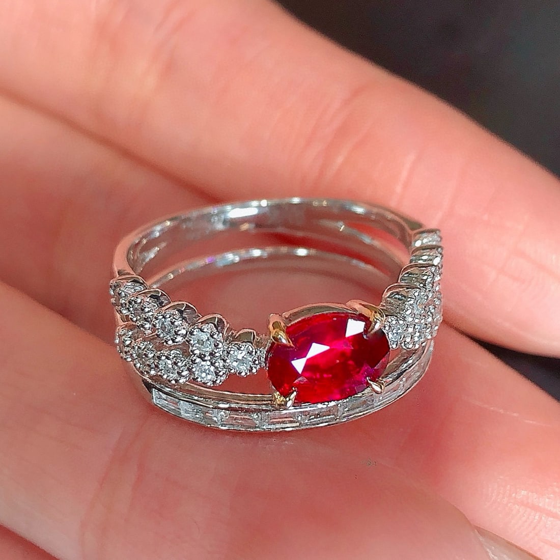 14k Gold 1.24 Ctw Natural Ruby & Diamond Ring - 3