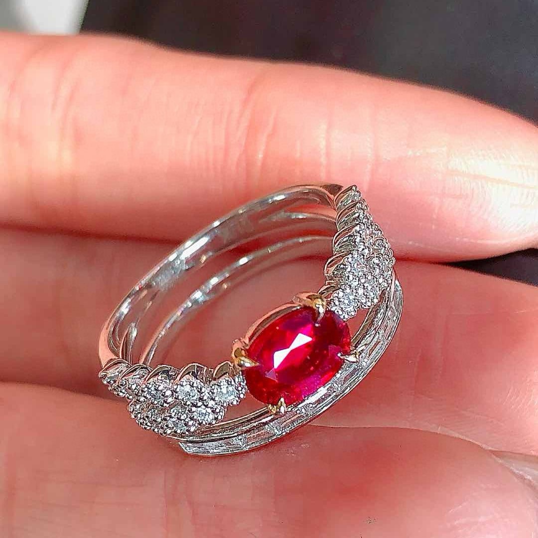 14k Gold 1.24 Ctw Natural Ruby & Diamond Ring - 4