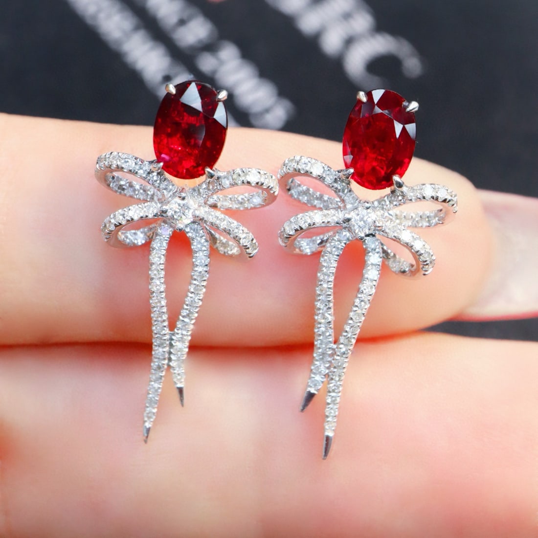 14k Gold 1.59 Ctw Natural Ruby & Diamond Earrings - 2