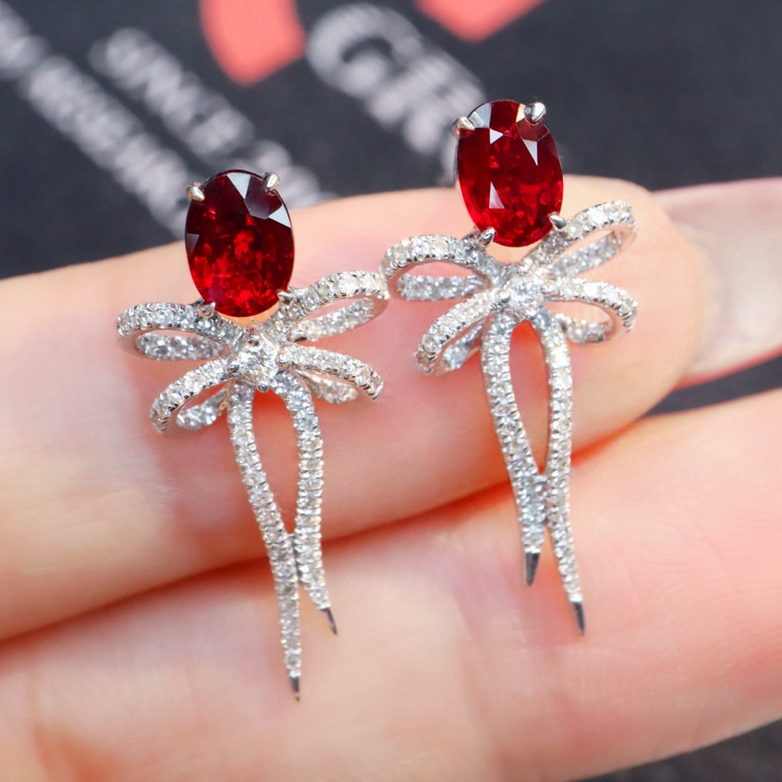 14k Gold 1.59 Ctw Natural Ruby & Diamond Earrings - 3