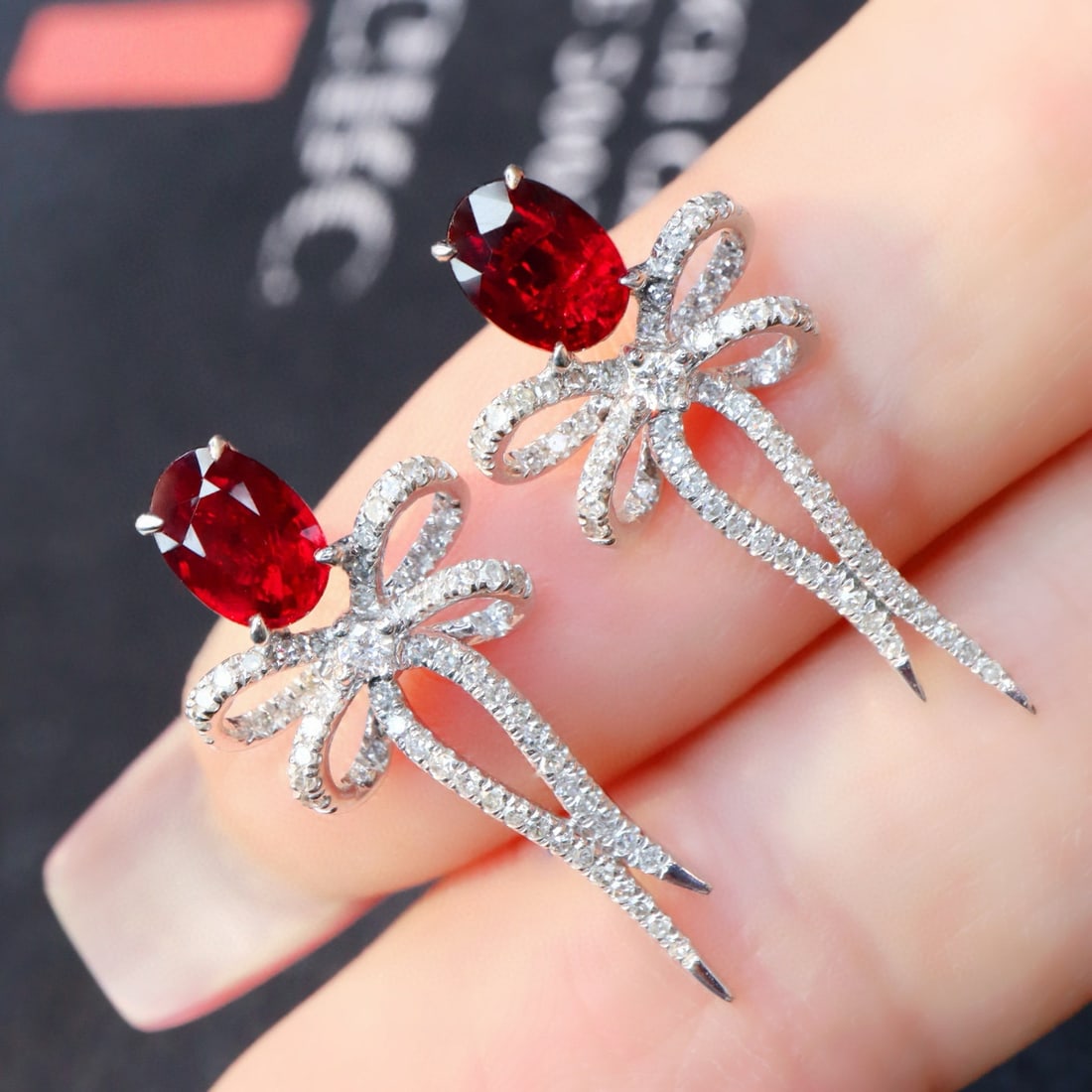 14k Gold 1.59 Ctw Natural Ruby & Diamond Earrings - 4