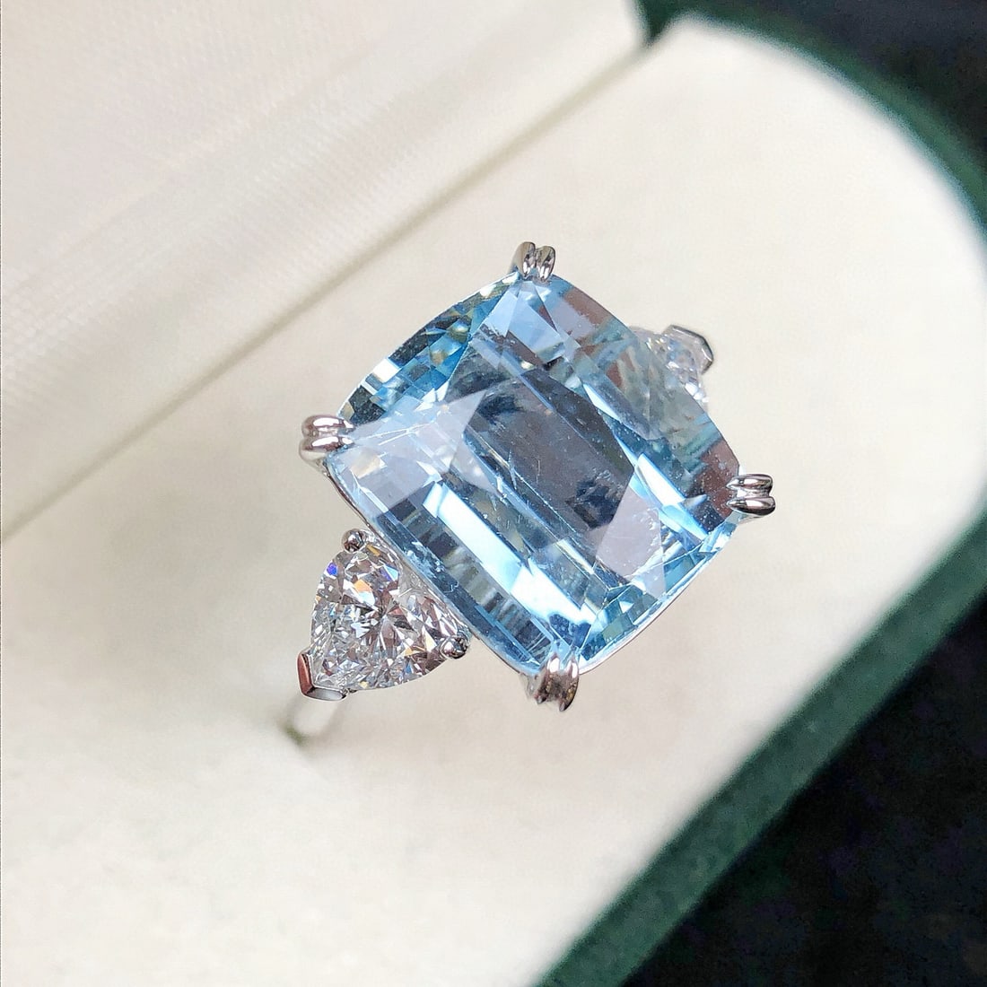 14k Gold 11.86 Ctw Natural Aquamarine & Lab Grown Diamond Ring - 2
