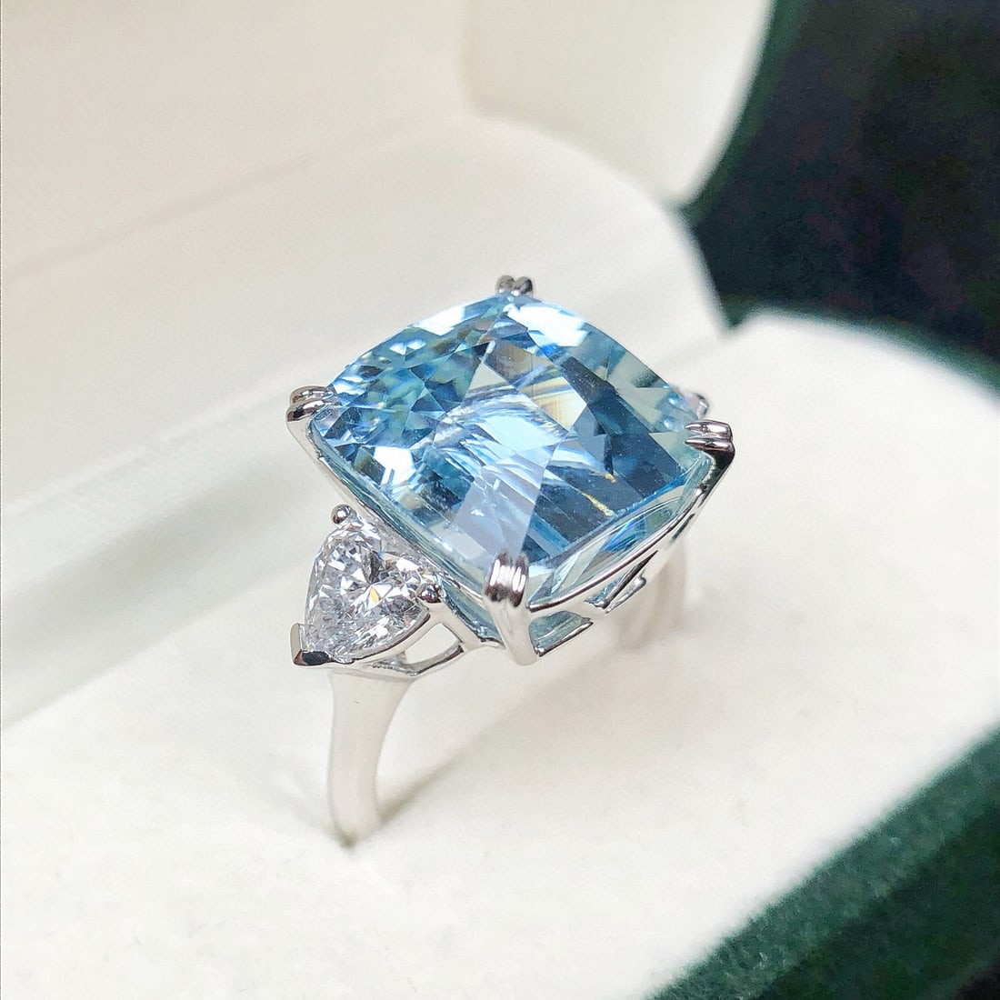 14k Gold 11.86 Ctw Natural Aquamarine & Lab Grown Diamond Ring - 5