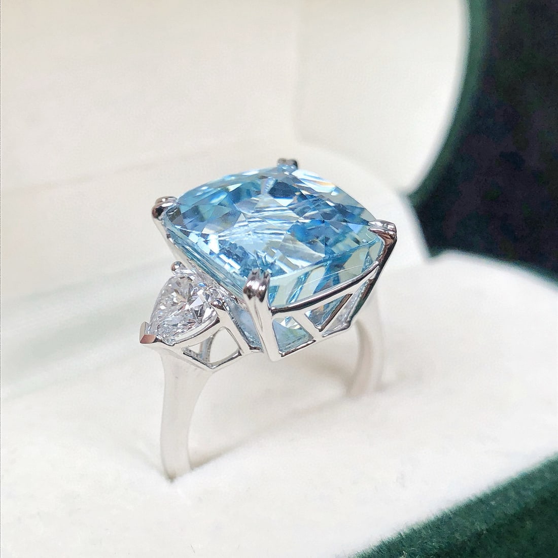 14k Gold 11.86 Ctw Natural Aquamarine & Lab Grown Diamond Ring - 7