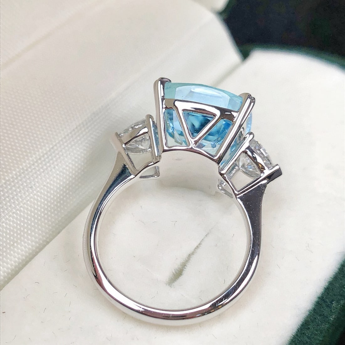 14k Gold 11.86 Ctw Natural Aquamarine & Lab Grown Diamond Ring - 8