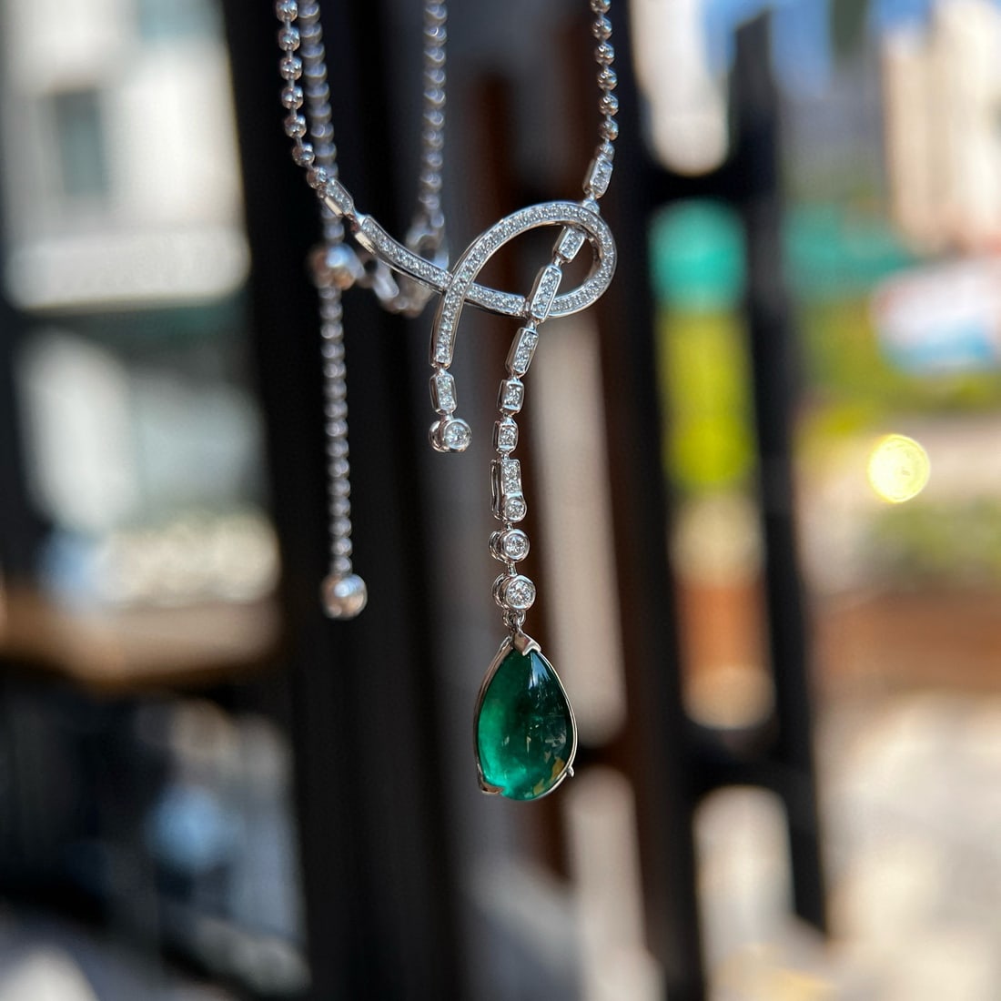 14k Gold 4.18 Ctw Natural Emerald & Diamond Necklace - 4