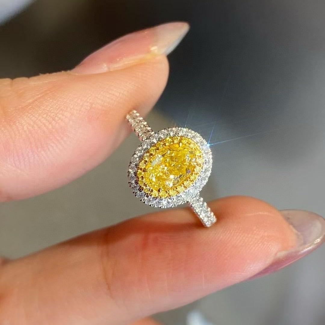 14k Gold 1.32 Ctw Natural Yellow Diamond & Diamond Ring - 2