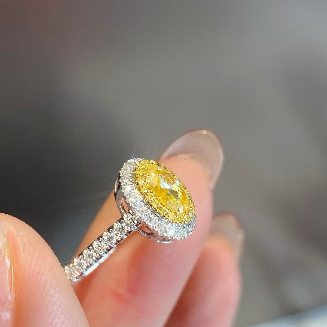14k Gold 1.32 Ctw Natural Yellow Diamond & Diamond Ring - 4