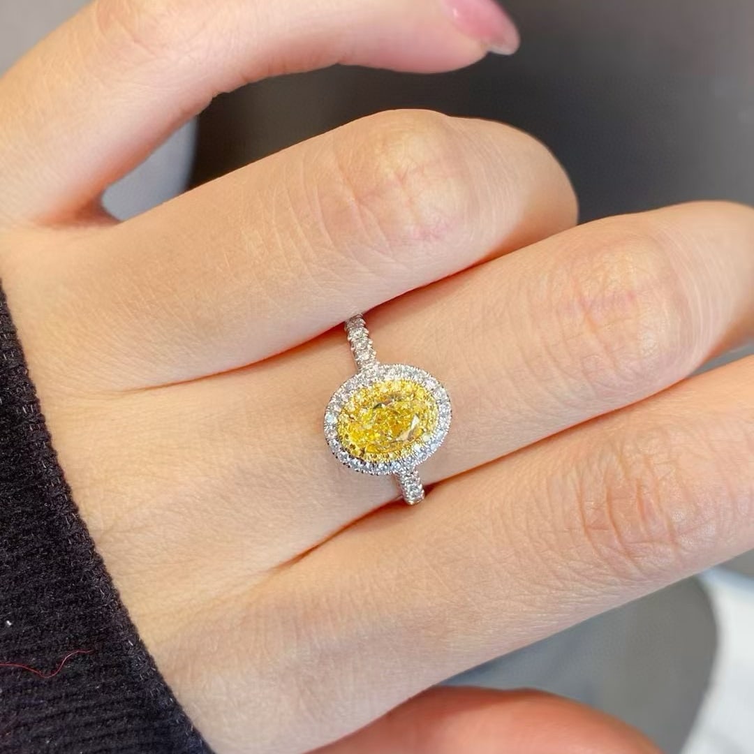 14k Gold 1.32 Ctw Natural Yellow Diamond & Diamond Ring - 5