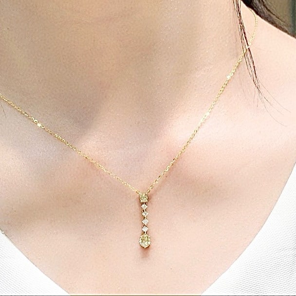14k Gold 0.60 Ctw Natural Yellow Diamond & Diamond Necklace - 4