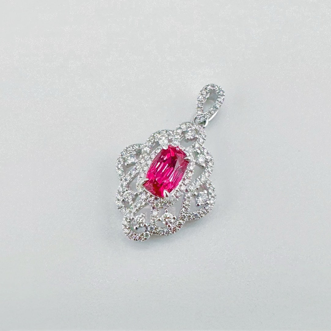 14k Gold 1.43 Ctw Natural Sapphire & Diamond Pendant( Without Chain ) - 2
