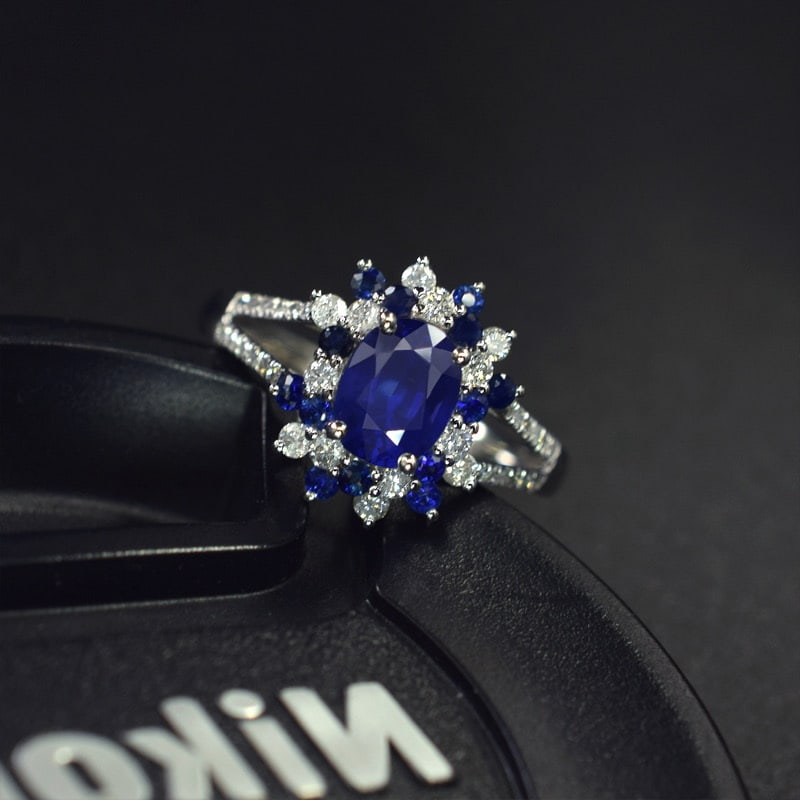 14k Gold 1.39 Ctw Natural Sapphire & Diamond Ring - 2