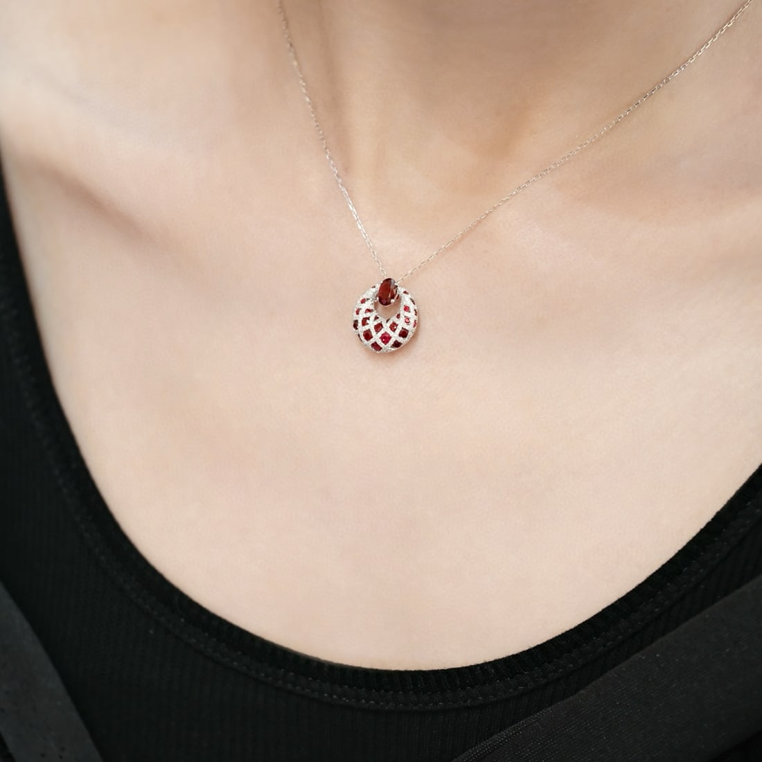 14k Gold 2.00 Ctw Natural Ruby & Diamond Necklace - 2