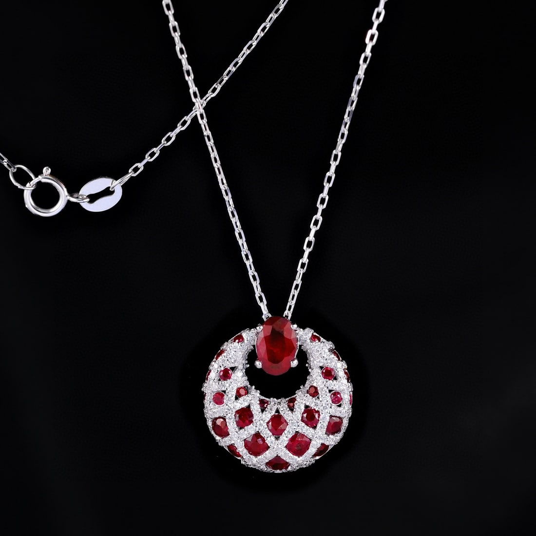 14k Gold 2.00 Ctw Natural Ruby & Diamond Necklace - 4