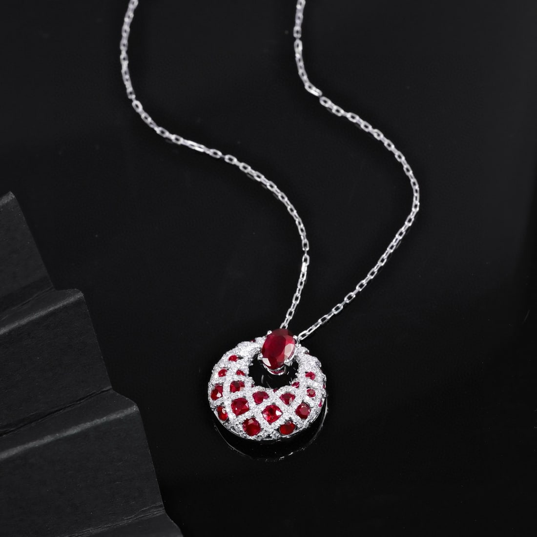 14k Gold 2.00 Ctw Natural Ruby & Diamond Necklace - 5